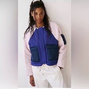 Free People Outta Left Field Jacket Pink / Blue Large